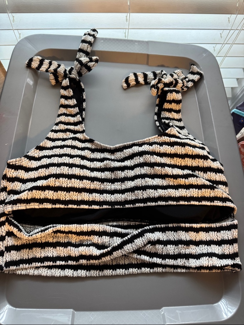 NWOT Striped Black & White Ribbed Bikini Set Swim Size XL - Picture 9 of 10